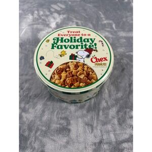Peanuts Snoopy Holiday Chex Mix Tin Festive Christmas Collectible